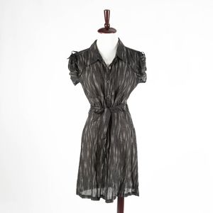 DKNY Jeans – Black Striped Cotton Shirt Dress – L